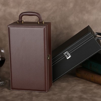 厂家直销红酒皮盒 通用双支装礼盒 广州 葡萄酒皮箱定制logo图片_高清图_细节图-广州市花都区狮岭永世嘉箱包厂
