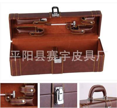 【高档皮盒 葡萄酒盒 红酒盒 单双支皮盒 皮箱】价格,厂家,图片,酒类包装,平阳县赛宇皮具厂-
