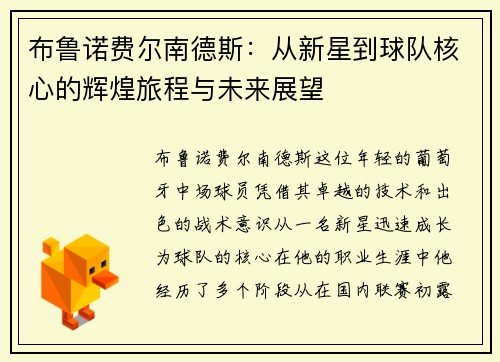 布鲁诺费尔南德斯：从新星到球队核心的辉煌旅程与未来展望
