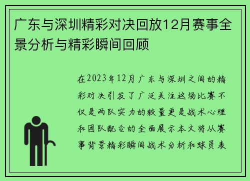 广东与深圳精彩对决回放12月赛事全景分析与精彩瞬间回顾